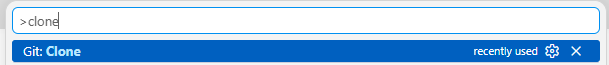 Command palette showing Git: Clone